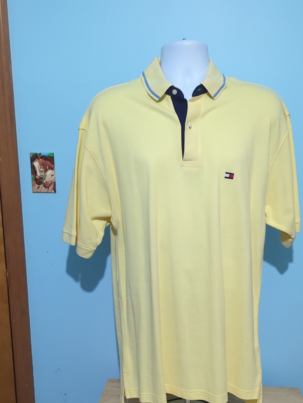 Tommy Hilfiger Soft Yellow Polo with Navy Trim